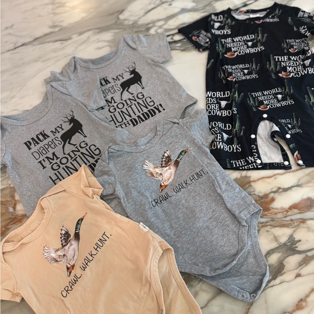 5 Hunting/ Cowboy Onsies | Baby Boy 6-9 Month